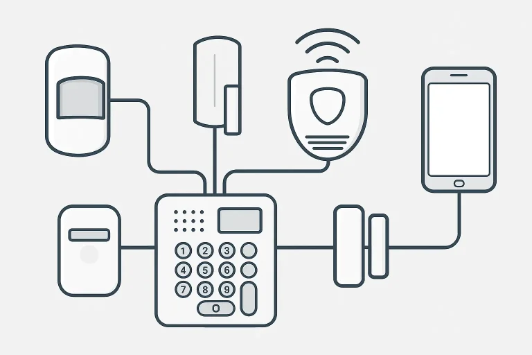 Cómo funciona una alarma básica cableada​